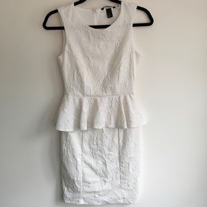 H&M White Peplum Dress XS